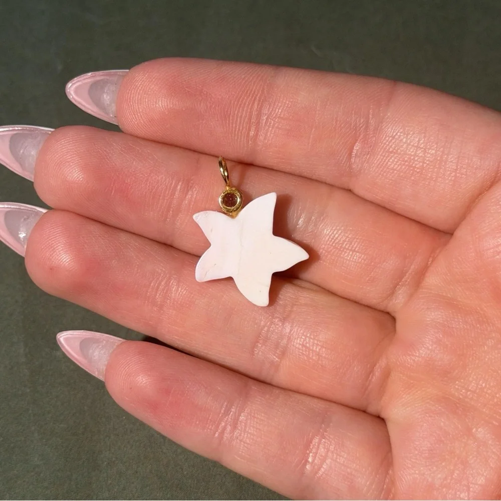 Natural Queen Pearl And Citrine Star Charm 925 Silver And Gold Plating